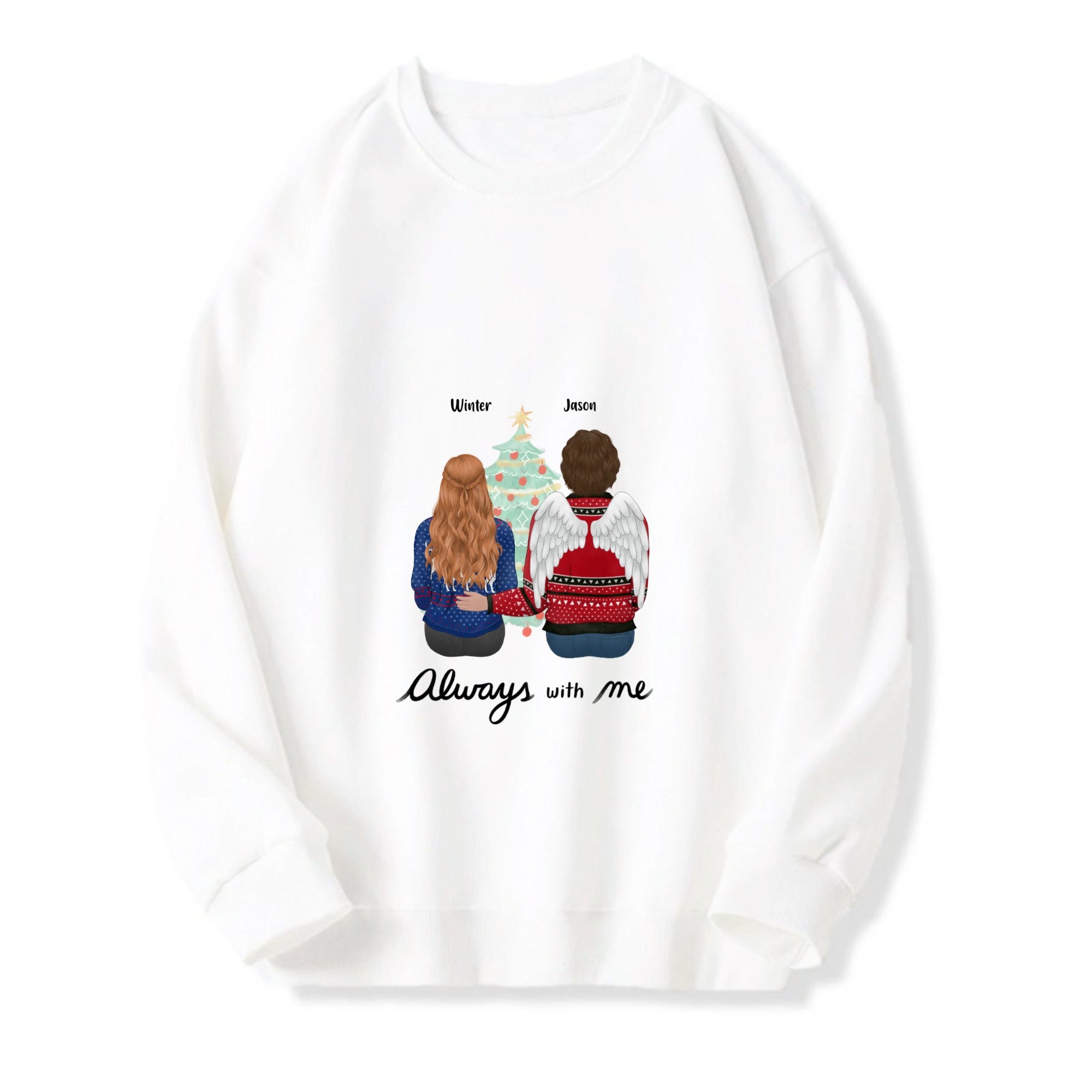 Personalized Always With Me Christmas Sweatshirt, Parent Child Matching Christmas Outfits