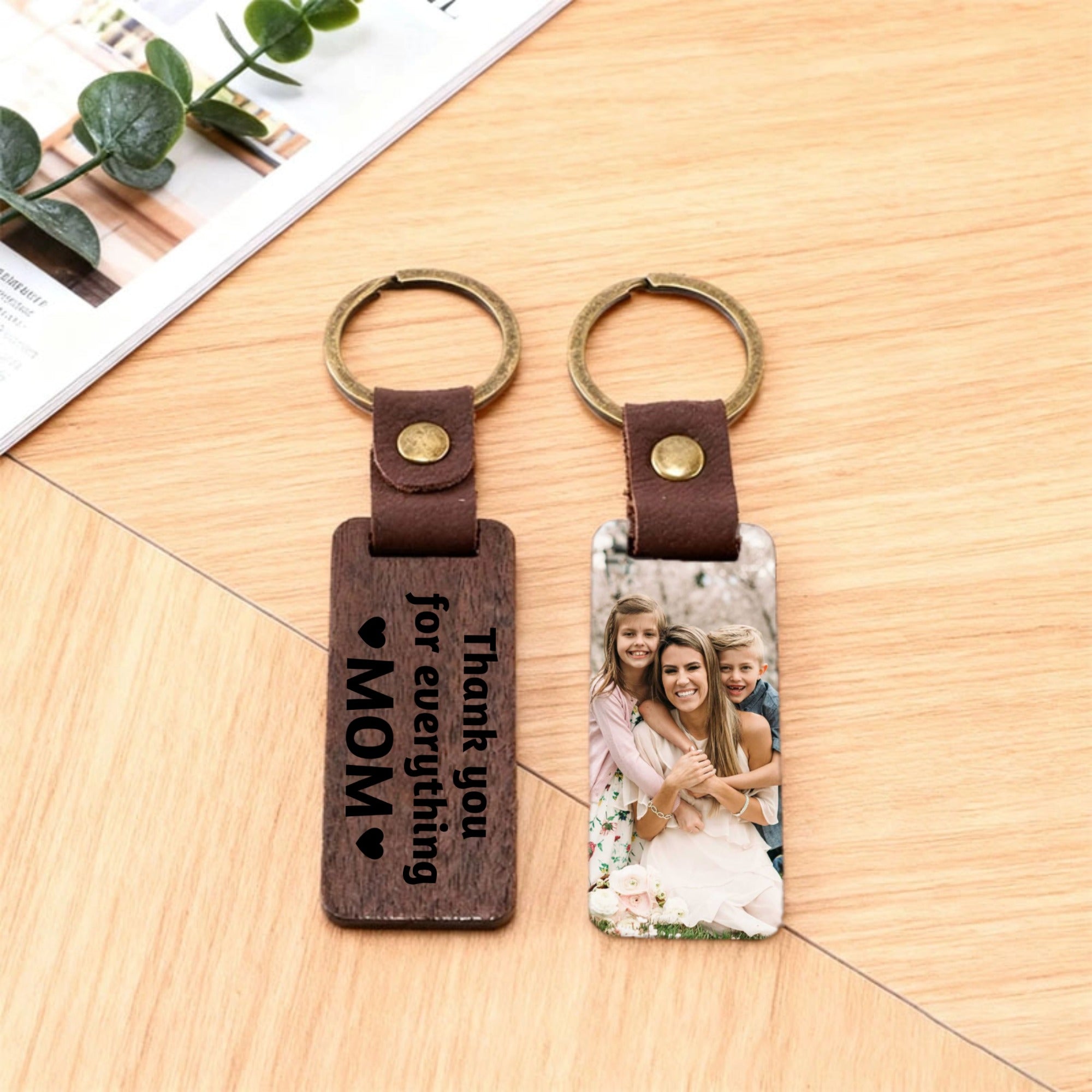 Personalized Keychain Wooden Choose with Quote or Photo, Custom Gift f ...
