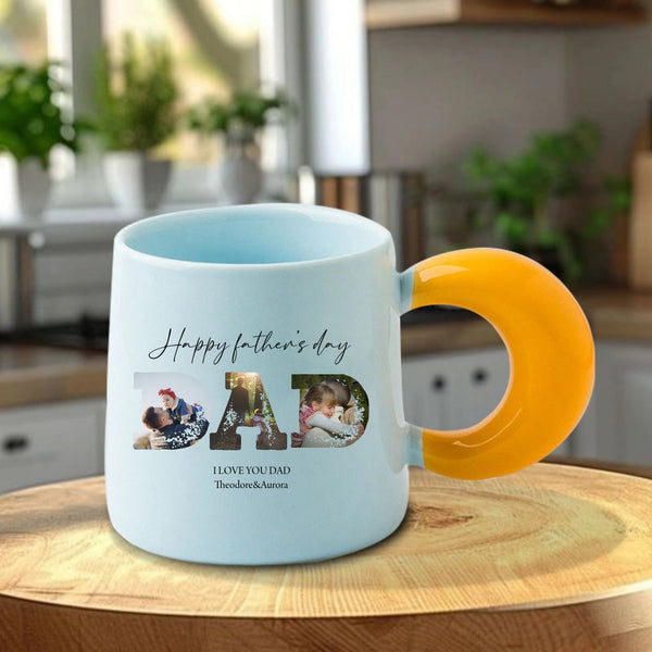 Father's Day Photo Personalized Mug, Unique Present From Kids For Father's Day Celebration
