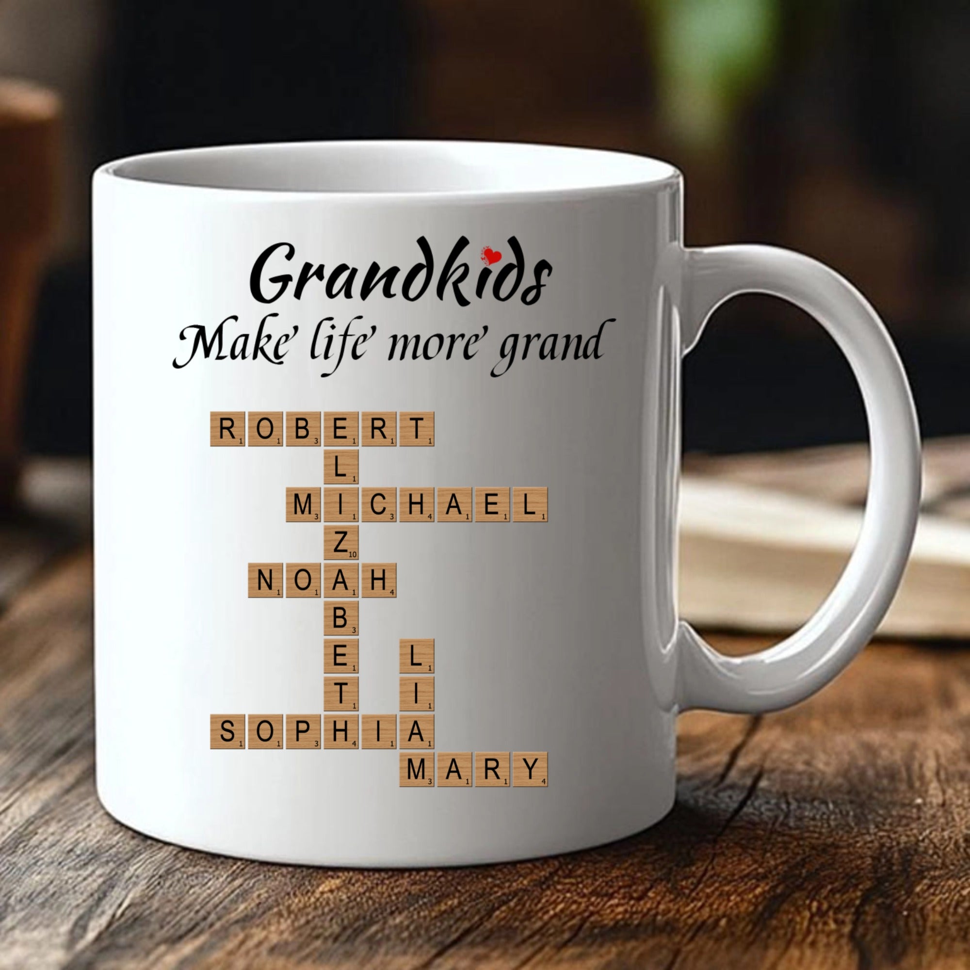 Personalized Custom Name Puzzle Game Mug , Grandchildren Make My Life Better , The Best Gift For Elders