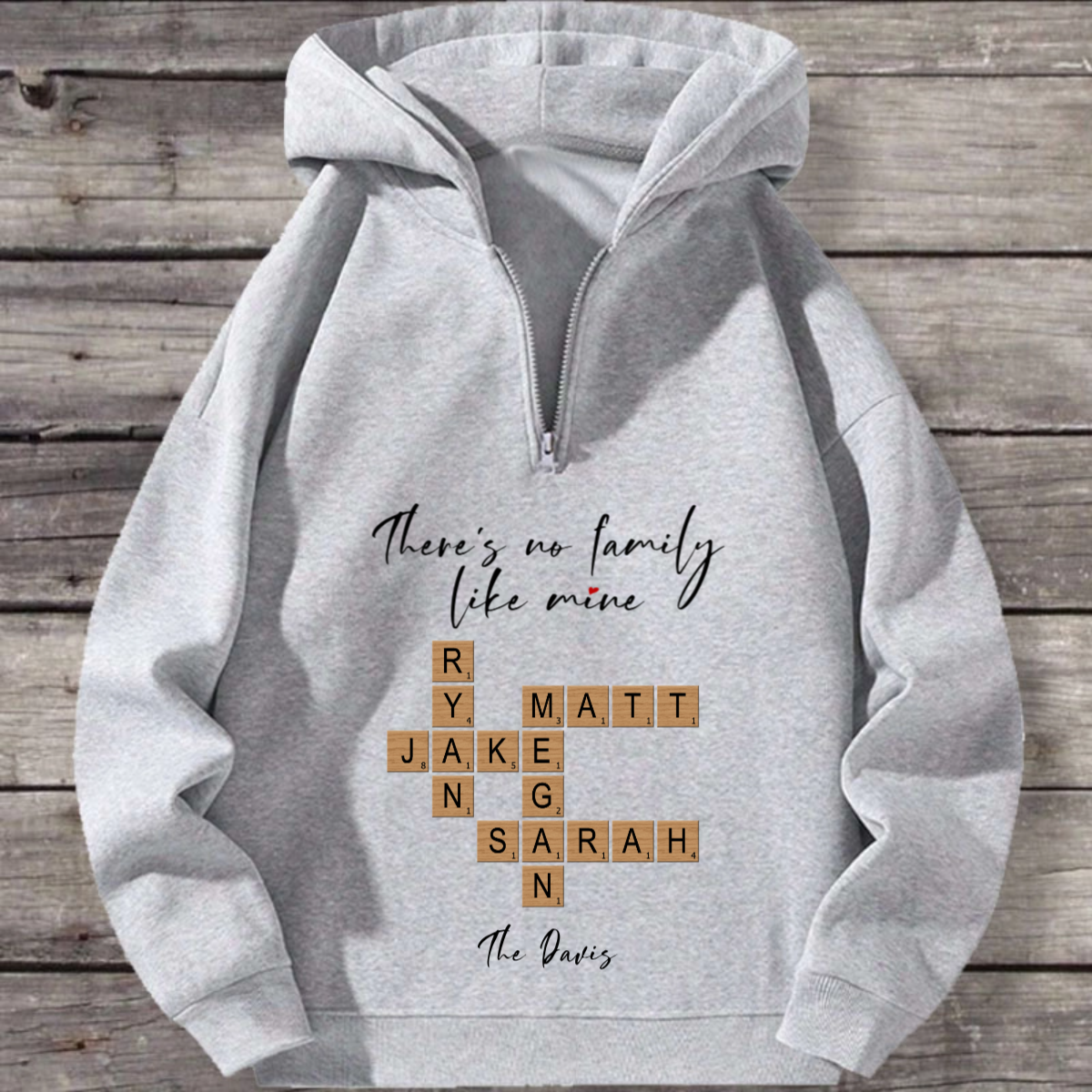 There’s No Family Like Mine Custom Crossword Hoodie, Perfect for Reunions, Birthdays, Mother’s Day, All Family Occasions, Unisex Fit