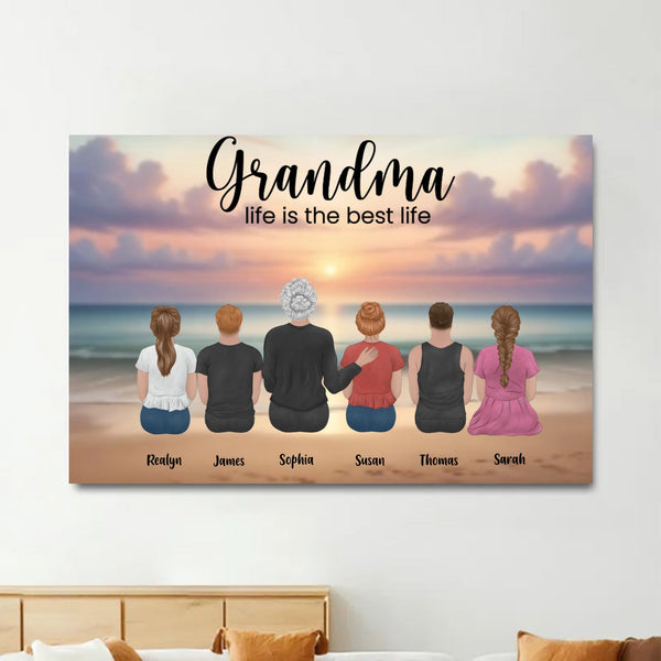 Grandma Life is The Best Life Personalized Poster or Canvas Perfect Gift for Siblings, Memorial Keepsake
