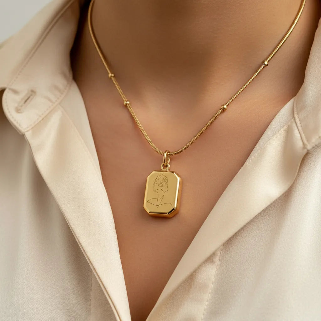 Personalized Engraved Gold Necklace, Customizable Name Pendant, The Perfect Gift For Loved Ones