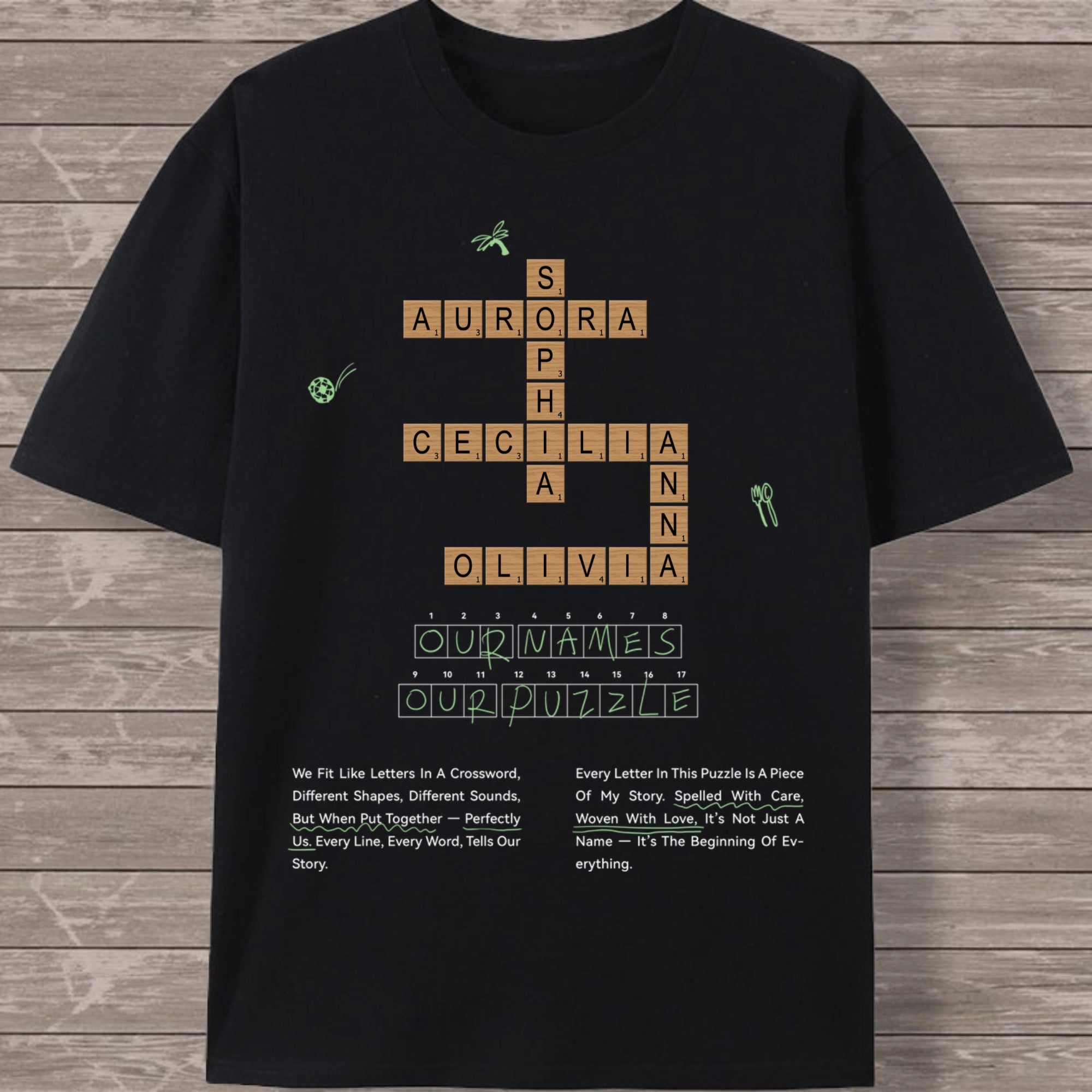 Personalized Family Name Crossword Puzzle Print, Custom Keepsake T-Shirt, The Perfect Gift For Family & Friends