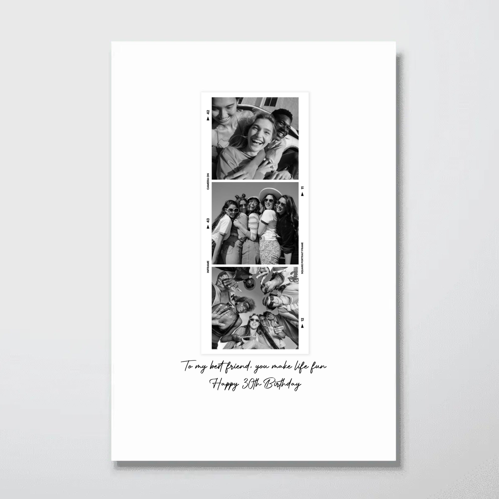 Custom Film Strip Photo Collage Print (Unframed), Personalized Handwritten Quote Wall Decor, Perfect Keepsake Gift for Her