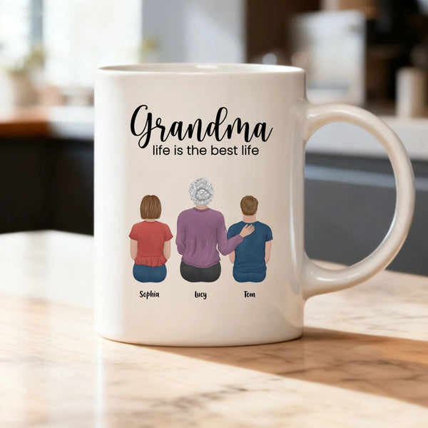 Grandma Life is The Best Life Personalized Mug Gift for Brothers, Sisters, Siblings, Family-350ml