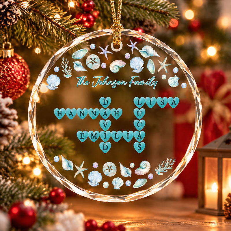 Personalized Ocean Theme Starfish Seashell Coral Transparent Christmas Tree Ornament with Name Christmas Holiday Gift for Family Friends