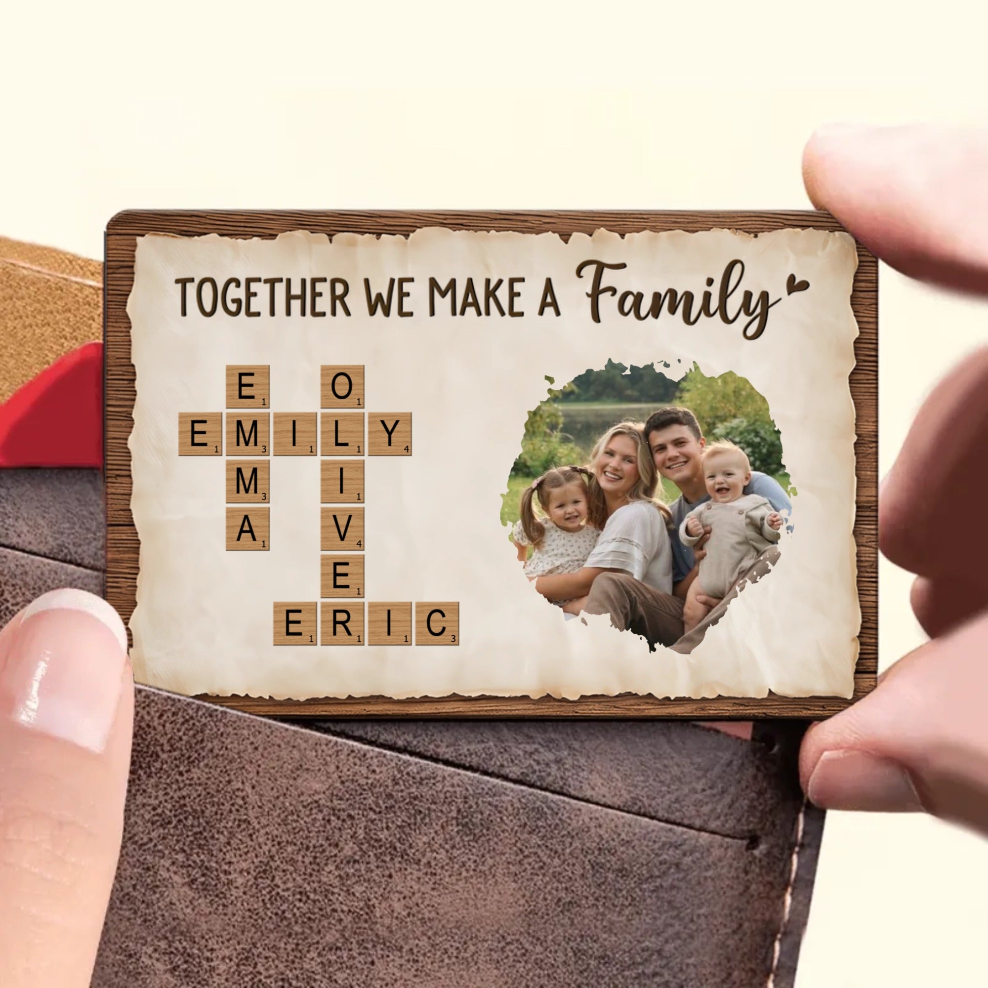 Personalized Family Scrabble Wallet Card Design, Custom Photo & Name Product, The Perfect Gift For Family, Anniversaries And Housewarming Occasions