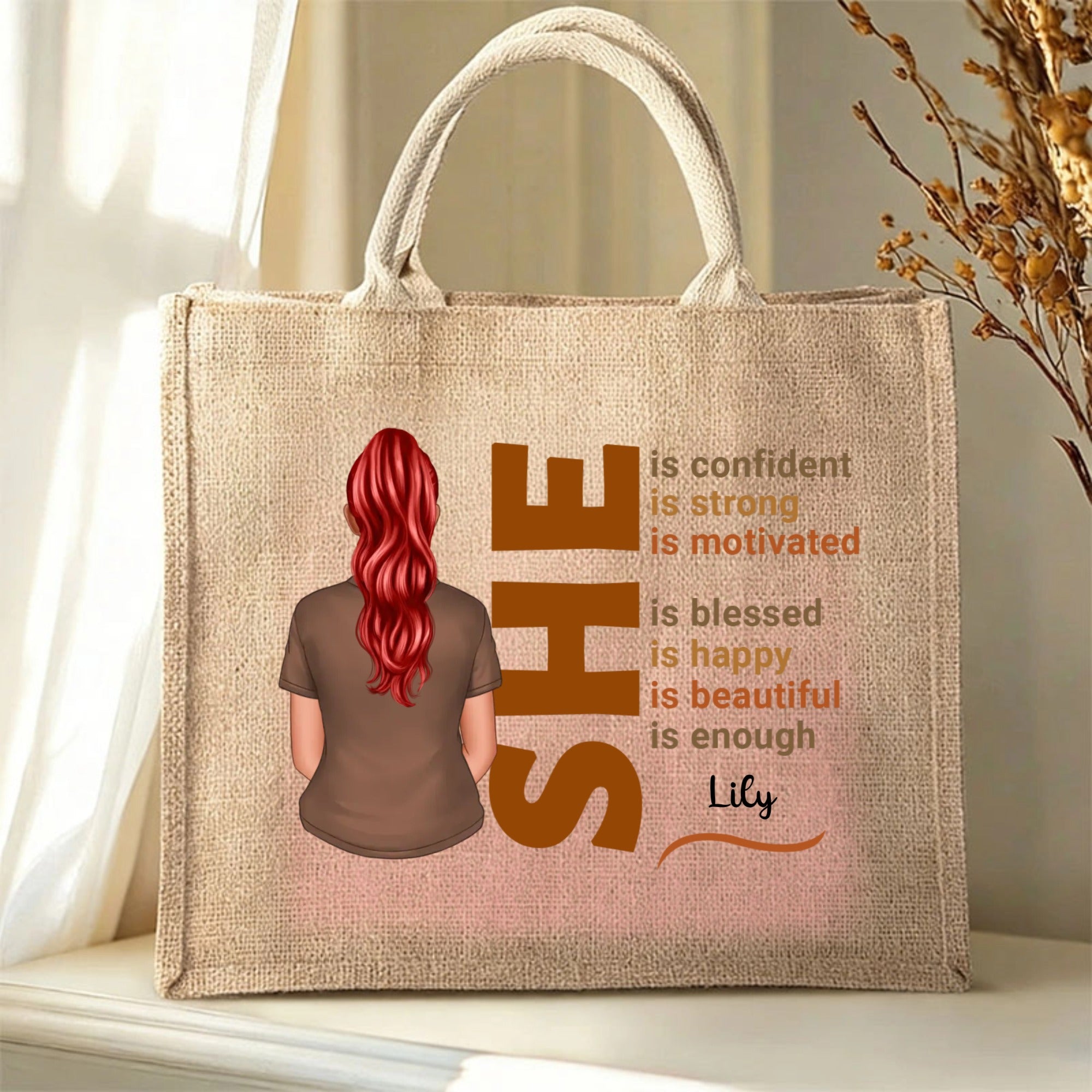 Personalized Jute Tote Bag, Custom Name & Character Design, "She's more than just a mother..."Quote, Eco-Friendly Canvas Bag, Gift for Women, Gift for Mom