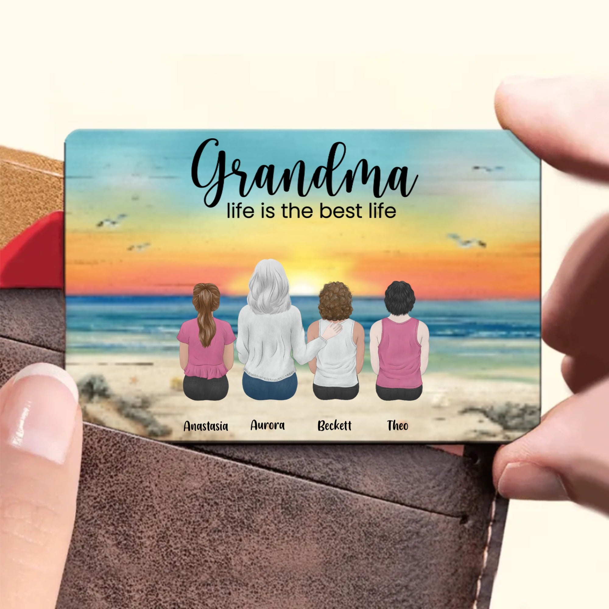 Personalized Grandma Life Is the Best Life Wallet Card, Heartfelt Gift for Grandma
