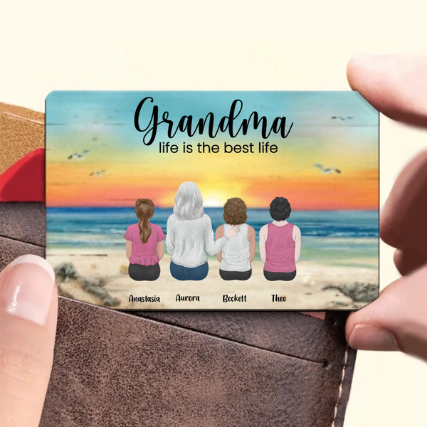 Personalized Grandma Life Is the Best Life Wallet Card, Heartfelt Gift for Grandma