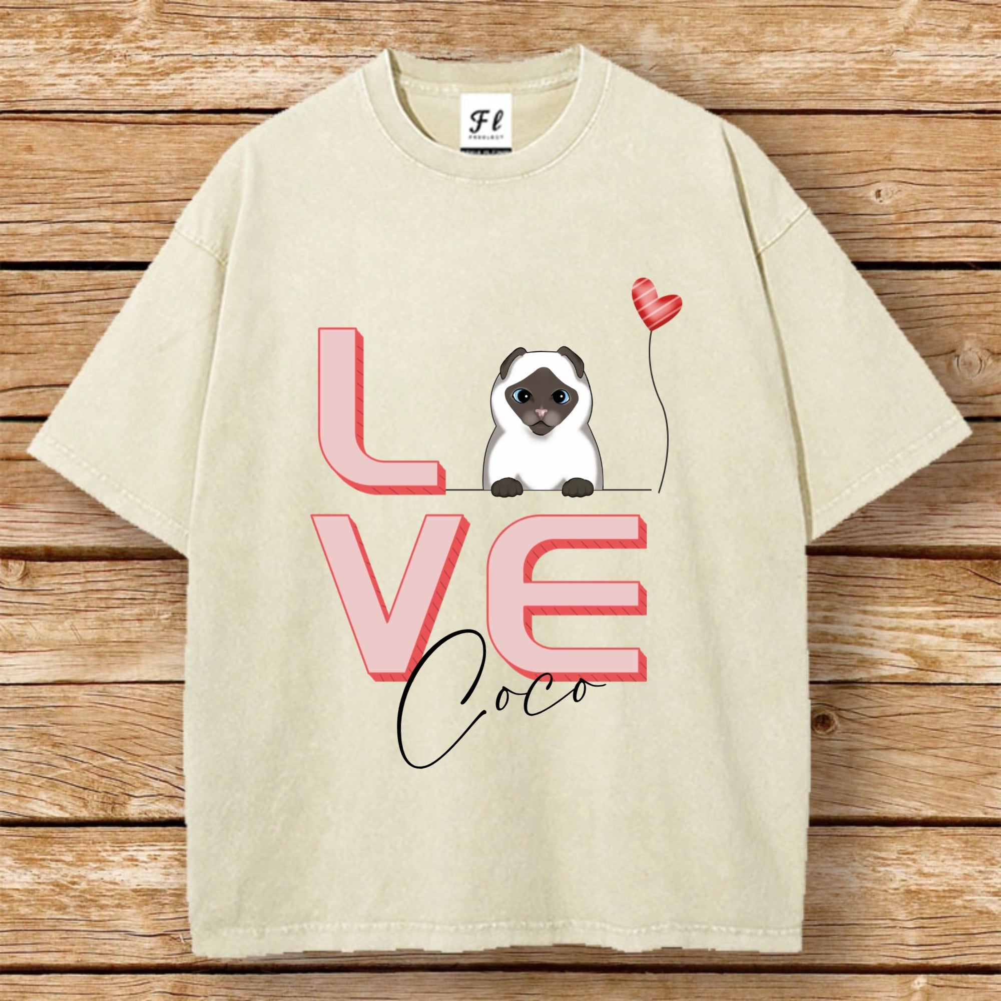 Personalized Retro Snowflake Washed Cotton T-shirt, Custom With A "Love" Pet Pattern, A Perfect Gift For Pet Lovers, Suitable For Both Men and Women, And Perfect For Casual Everyday Wear.