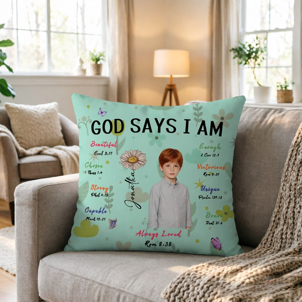 "God Said I Am..." – Personalized Children's Birthday Floral Throw Pillow; Perfect for Birthdays, Christmas, or Any Occasion