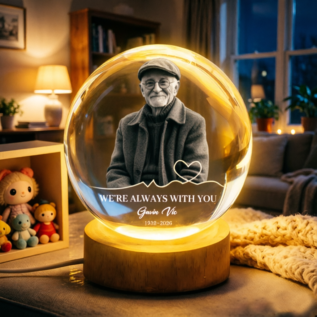 Personalized Moon-Themed Ambient Lights, Printed With A Portrait, Symbolizing "I Will Always Be With You," Make A Unique Commemorative Gift To Family And Friends To Express Condolences And Remembrance.