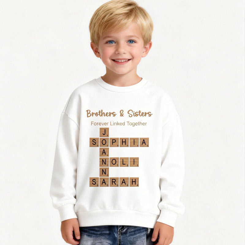 Crossword Puzzle Art Personalized Children's Sweatshirts - Perfect Gift for Siblings, Family & Any Loved Ones, Unisex