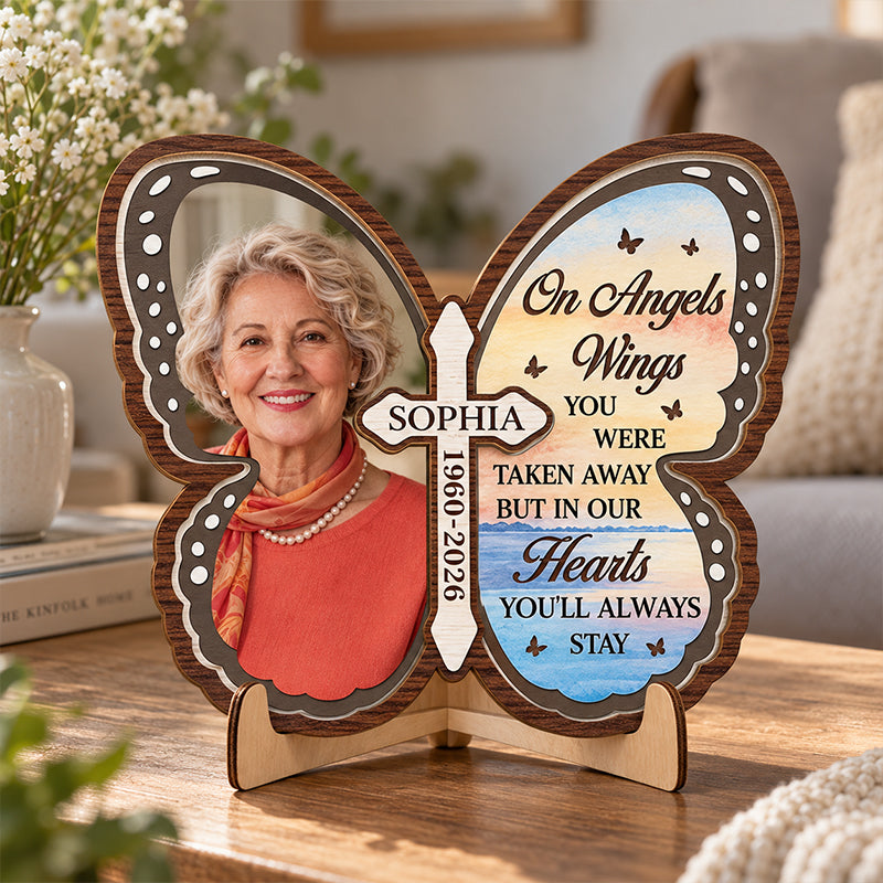 Custom Photo You Will Always Be In My Heart - Memorial Personalized Custom 2-Layered Wooden Plaque With Stand - Sympathy Gift For Family